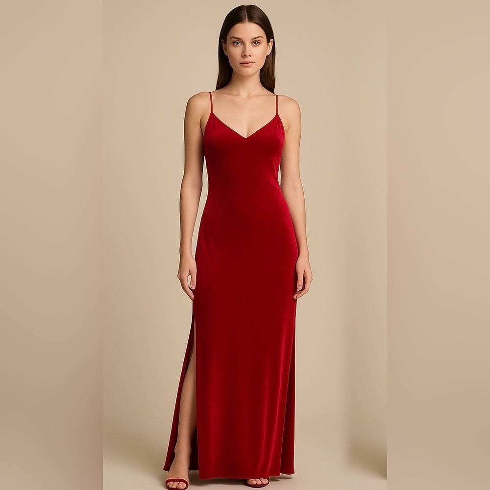 Vintage 90s Y2k Niki Livas Red Velvet Gown NWT - Picture 12 of 13
